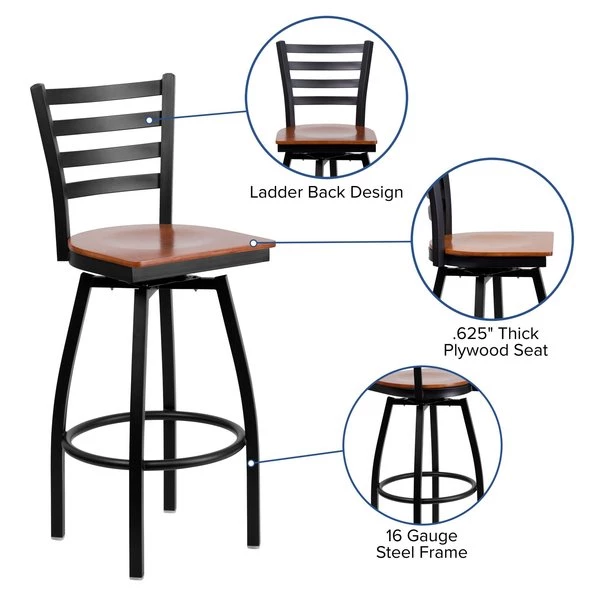 Flash Furniture Restaurant Stool, Ladder Back, Chy Seat, Frame Material: Metal 10 Flash Furniture Restaurant Stool, Ladder Back, Chy Seat, Frame Material: Metal - Image 8