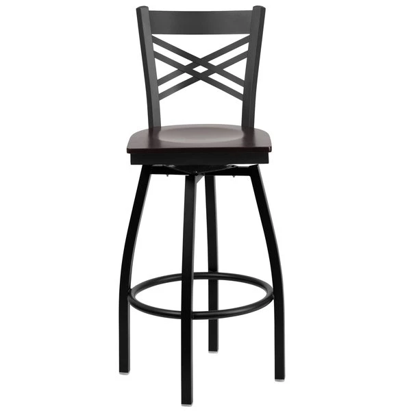 Flash Furniture Swivel Batstool, X Back, Walnut Seat 9 Flash Furniture Swivel Batstool, X Back, Walnut Seat - Image 7