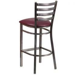 Flash Furniture Barstool, Ladder Back, Clr w/Burgundy Sea -Kitchen & Dining Furniture Sales Store Grainger XUxxDG697BLADxxCLRxxBARxxBURVxxGGxxinset2xx47f0ff