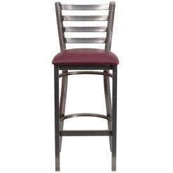 Flash Furniture Barstool, Ladder Back, Clr w/Burgundy Sea -Kitchen & Dining Furniture Sales Store Grainger XUxxDG697BLADxxCLRxxBARxxBURVxxGGxxinset3xxc4e267