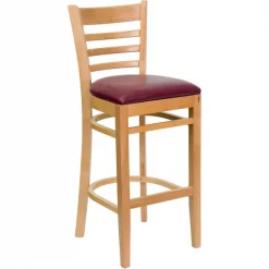 Flash Furniture Barstool, Natural Wood, Burgndy Vinyl Sea, Backrest: Ladder Back -Kitchen & Dining Furniture Sales Store Grainger XUxxDGW0005BARLADxxNATxxBURVxxGGxx1e79e7