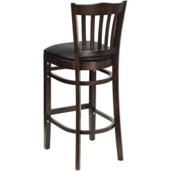 Flash Furniture Wood Brstool, Wal, Vrtcl Slat Bck, Blk Vny -Kitchen & Dining Furniture Sales Store Grainger XUxxDGW0008BARVRTxxWALxxBLKVxxGGxxinset2xxbd4e6e