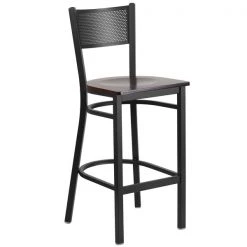 Flash Furniture Restaurant Stool, Grid Back, Walnut Seat -Kitchen & Dining Furniture Sales Store Grainger XUxxDGxx60116xxGRDxxBARxxWALWxxGGxxb64343