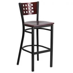 Flash Furniture Restaurant Stool, Cutout Back, Mah Seat -Kitchen & Dining Furniture Sales Store Grainger XUxxDGxx60118xxMAHxxBARxxMTLxxGGxx2dc515