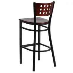 Flash Furniture Restaurant Stool, Cutout Back, Mah Seat -Kitchen & Dining Furniture Sales Store Grainger XUxxDGxx60118xxMAHxxBARxxMTLxxGGxxinset2xxcf00c0