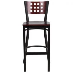 Flash Furniture Restaurant Stool, Cutout Back, Mah Seat -Kitchen & Dining Furniture Sales Store Grainger XUxxDGxx60118xxMAHxxBARxxMTLxxGGxxinset3xx2041ab