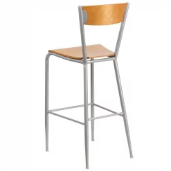 Flash Furniture Barstool, Silver Metal w/Ntural Wood Sea 15 Flash Furniture Barstool, Silver Metal w/Ntural Wood Sea -Kitchen & Dining Furniture Sales Store Grainger XUxxDGxx60218xxNATxxGGxxinset2xxf7ff17