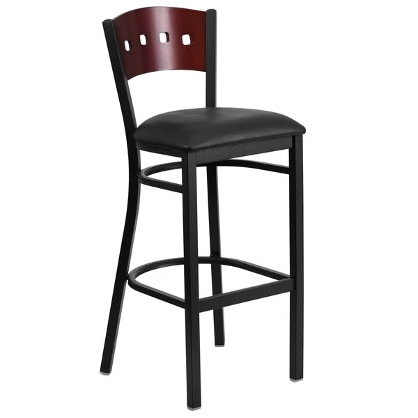 Flash Furniture Stool, 4 Sqr Back, Blk/Mahogany, Blk Seat 7 Flash Furniture Stool, 4 Sqr Back, Blk/Mahogany, Blk Seat - Image 5