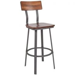 Flash Furniture Flint Walnut/Gray Metal Barstool -Kitchen & Dining Furniture Sales Store Grainger XUxxDGxx60582BxxGGxxd045eb