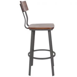 Flash Furniture Flint Walnut/Gray Metal Barstool -Kitchen & Dining Furniture Sales Store Grainger XUxxDGxx60582BxxGGxxinset1xx6cccb6
