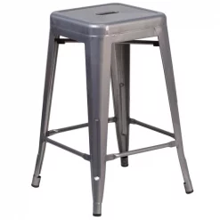 Flash Furniture Clear Backless Metal Stool, 24" -Kitchen & Dining Furniture Sales Store Grainger XUxxDGxxTP0004xx24xxGGxx64b7d0