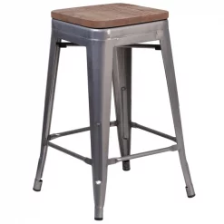 Flash Furniture 24" Clear Backless Metal Stool