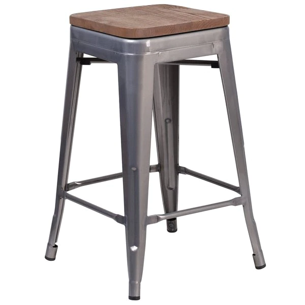 Flash Furniture 24" Clear Backless Metal Stool 3 Flash Furniture 24" Clear Backless Metal Stool