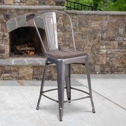 Flash Furniture Metal Counter Stool, Clear, 24"