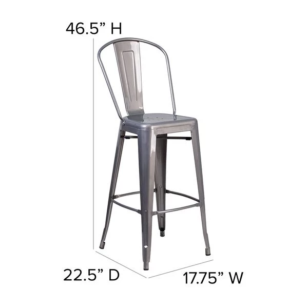 Flash Furniture Metal Indoor Stool, Backless, Clear, 30" 4 Flash Furniture Metal Indoor Stool, Backless, Clear, 30" - Image 2
