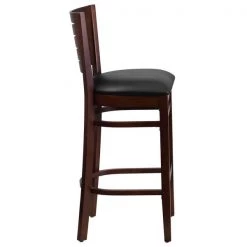 Flash Furniture Wood Barstool, Walnut, Slat Back, Blk Viny -Kitchen & Dining Furniture Sales Store Grainger XUxxDGxxW0108BBARxxWALxxBLKVxxGGxxinset1xx21359c