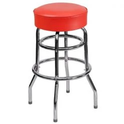 Flash Furniture Double Ring Chrome Stool, Red Seat -Kitchen & Dining Furniture Sales Store Grainger XUxxDxx100xxREDxxGGxxea3756
