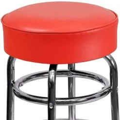 Flash Furniture Double Ring Chrome Stool, Red Seat -Kitchen & Dining Furniture Sales Store Grainger XUxxDxx100xxREDxxGGxxinset1xxd7b7f2