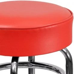Flash Furniture Double Ring Chrome Stool, Red Seat -Kitchen & Dining Furniture Sales Store Grainger XUxxDxx100xxREDxxGGxxinset5xx46bac8