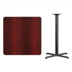 Flash Furniture Square Laminate Table, 36" W, 36" L, 43.125" H, Laminate Top, Wood Grain -Kitchen & Dining Furniture Sales Store Grainger XUxxMAHTBxx3636xxT3030BxxGGxxinset1xx8685d1
