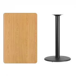 Flash Furniture Rectangle Ntural Lam Table, Rect w/Rnd Base, 30"x45", 30" W, 45" L, 43.125" H, Laminate Top -Kitchen & Dining Furniture Sales Store Grainger XUxxNATTBxx3045xxTR24BxxGGxxinset1xx86056a