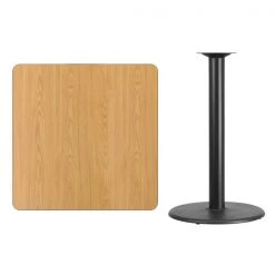 Flash Furniture Square Natural Laminate Table, 36" W, 36" L, 43.125" H, Laminate Top, Wood Grain -Kitchen & Dining Furniture Sales Store Grainger XUxxNATTBxx3636xxTR24BxxGGxxinset1xx115625