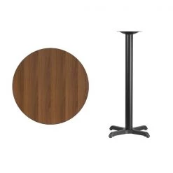 Flash Furniture Round Walnut Table Top, Round w/X-Base, 30", 30" W, 30" L, 43.125" H, Laminate Top, Wood Grain -Kitchen & Dining Furniture Sales Store Grainger XUxxRDxx30xxWALTBxxT2222BxxGGxxinset1xx71825d