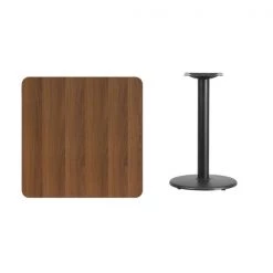 Flash Furniture Square Walnut Table Top, Square w/Round Base, 30", 30" W, 30" L, 31.125" H, Laminate Top, Wood Grain -Kitchen & Dining Furniture Sales Store Grainger XUxxWALTBxx3030xxTR18xxGGxxinset1xxda3356