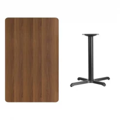 Flash Furniture Rectangle Walnut Table, Rctngl w/Round Base, 30"x48", 30" W, 48" L, 31.125" H, Laminate Top -Kitchen & Dining Furniture Sales Store Grainger XUxxWALTBxx3048xxTR24xxGGxxinset1xx1c3584