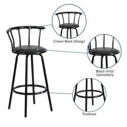 Flash Furniture Swivel Barstool, Mtl, Crown Back, Blk Seat -Kitchen & Dining Furniture Sales Store Grainger YBxxYxxJ909xxKDxxGGxxinset4xx97e3cf