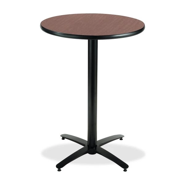 Round KFI 36in Dark Mahogany Breakroom Table with Arched X Base, 42 W, 36 L, 42 H, HPL Top 4 Round KFI 36in Dark Mahogany Breakroom Table with Arched X Base, 42 W, 36 L, 42 H, HPL Top - Image 2