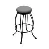 Holland Bar Stool Co. 30" Swivel Bar Stool, Black Wrinkle, Canter Grey Seat