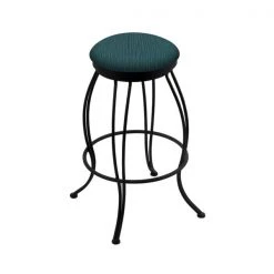 Holland Bar Stool Co. 30" Swivel Bar Stool, Black Wrinkle, Graph Tidal Seat