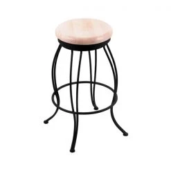 Holland Bar Stool Co. 30" Swivel Bar Stool, Black Wrinkle, Nat Maple Seat