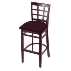 Holland Bar Stool Co. 30" Bar Stool, Dark Cherry Finish, Canter Bordeaux Seat