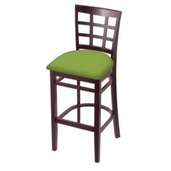 Holland Bar Stool Co. 25" Counter Stool, Dark Cherry Finish, Canter Kiwi Green Seat