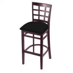 Holland Bar Stool Co. 25" Counter Stool, Dark Cherry Finish, Black Vinyl Seat