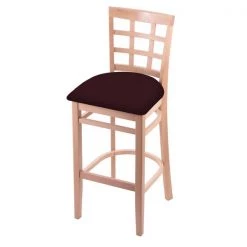 Holland Bar Stool Co. 30" Bar Stool, Natural Finish, Canter Bordeaux Seat