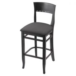 Holland Bar Stool Co. 30" Bar Stool, Black Finish, Canter Storm Seat