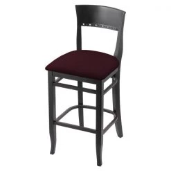 Holland Bar Stool Co. 30" Bar Stool, Black Finish, Canter Bordeaux Seat