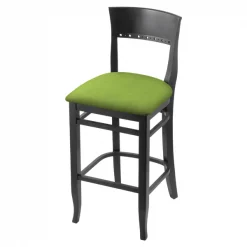 Holland Bar Stool Co. 25" Counter Stool, Black Finish, Canter Kiwi Green Seat