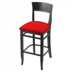 Holland Bar Stool Co. 25" Counter Stool, Black Finish, Canter Red Seat