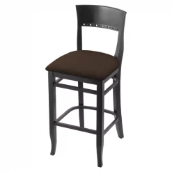 Holland Bar Stool Co. 25" Counter Stool, Black Finish, Rein Coffee Seat
