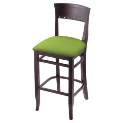 Holland Bar Stool Co. 25" Counter Stool, Dark Cherry Finish, Canter Kiwi Green Seat