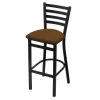 Holland Bar Stool Co. 30" Stationary Bar Stool, Black Wrinkle, Canter Thatch Seat