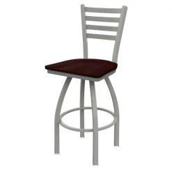 Holland Bar Stool Co. 30" Swivel Bar Stool, Nickel Finish, Dark Cherry Oak Seat