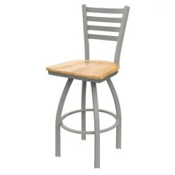 Holland Bar Stool Co. 30" Swivel Bar Stool, Nickel Finish, Nat Maple Seat