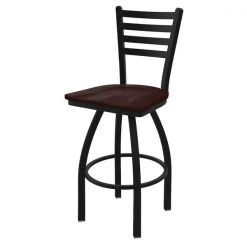 Holland Bar Stool Co. 25" Swivel Counter Stool, Black Wrinkle, Dark Cherry Maple Seat