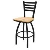Holland Bar Stool Co. 30" Swivel Bar Stool, Black Wrinkle, Nat Maple Seat