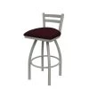 Holland Bar Stool Co. 30" Low Back Swivel Bar Stool, Nickel Finish, Canter Bordeaux Seat